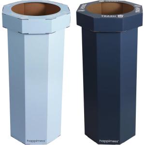 happimess HPM1300F-SET2 Fleur 25-Gallon Traditional Classic Disposable Corrugated Cardboard Event Trash Can and Recycling Bin for Home, Kitchen, Laundry Room, Bathroom, Limestone Beige (Set of 2)(Tide Pool Blue/Denim Blue)