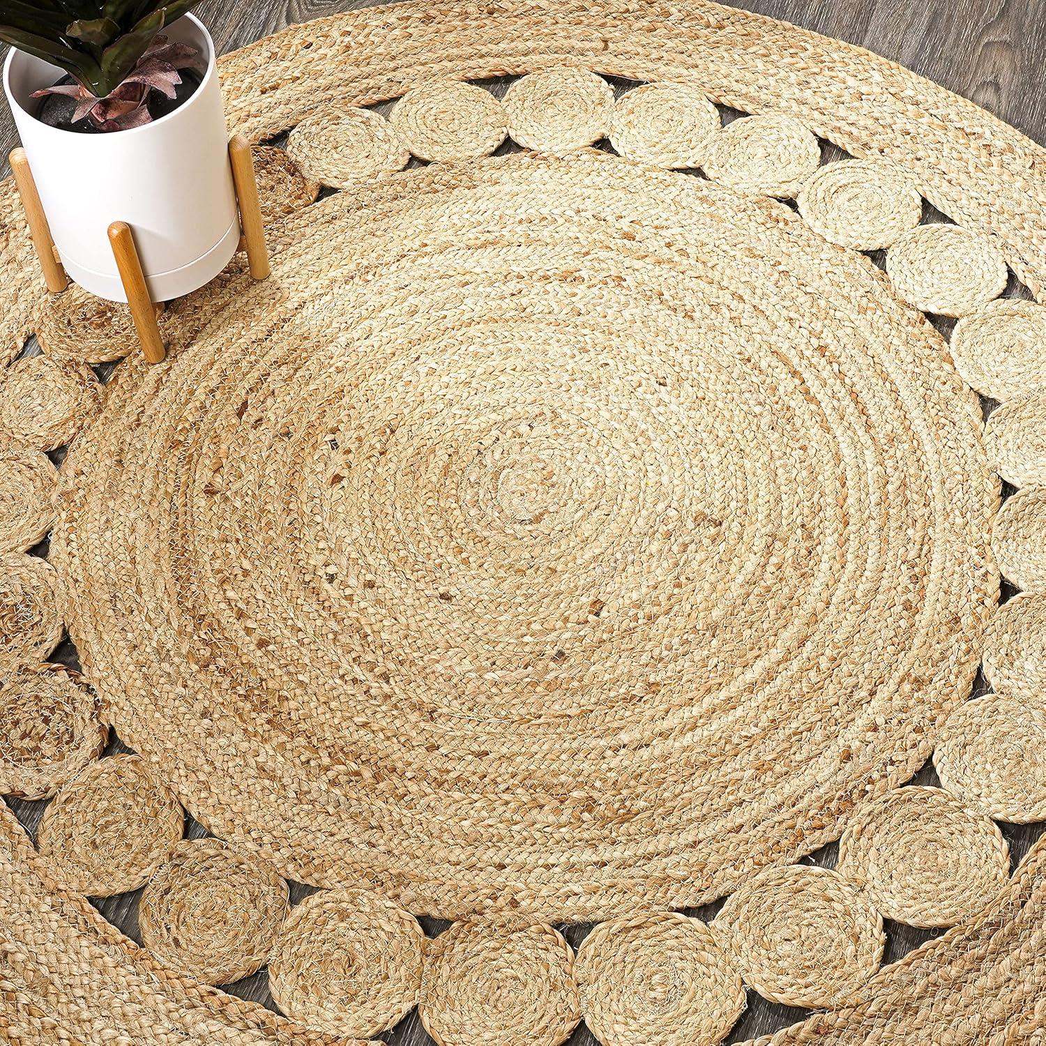 imageJONATHAN Y Dahlia Jute Boho Circle Natural 5 Round Indoor Area Rug NaturalFibers Geometric EasyCleaning for Living Room Bedroom Kitchen Pet Friendly NonShedding RNF101A5R8 Round