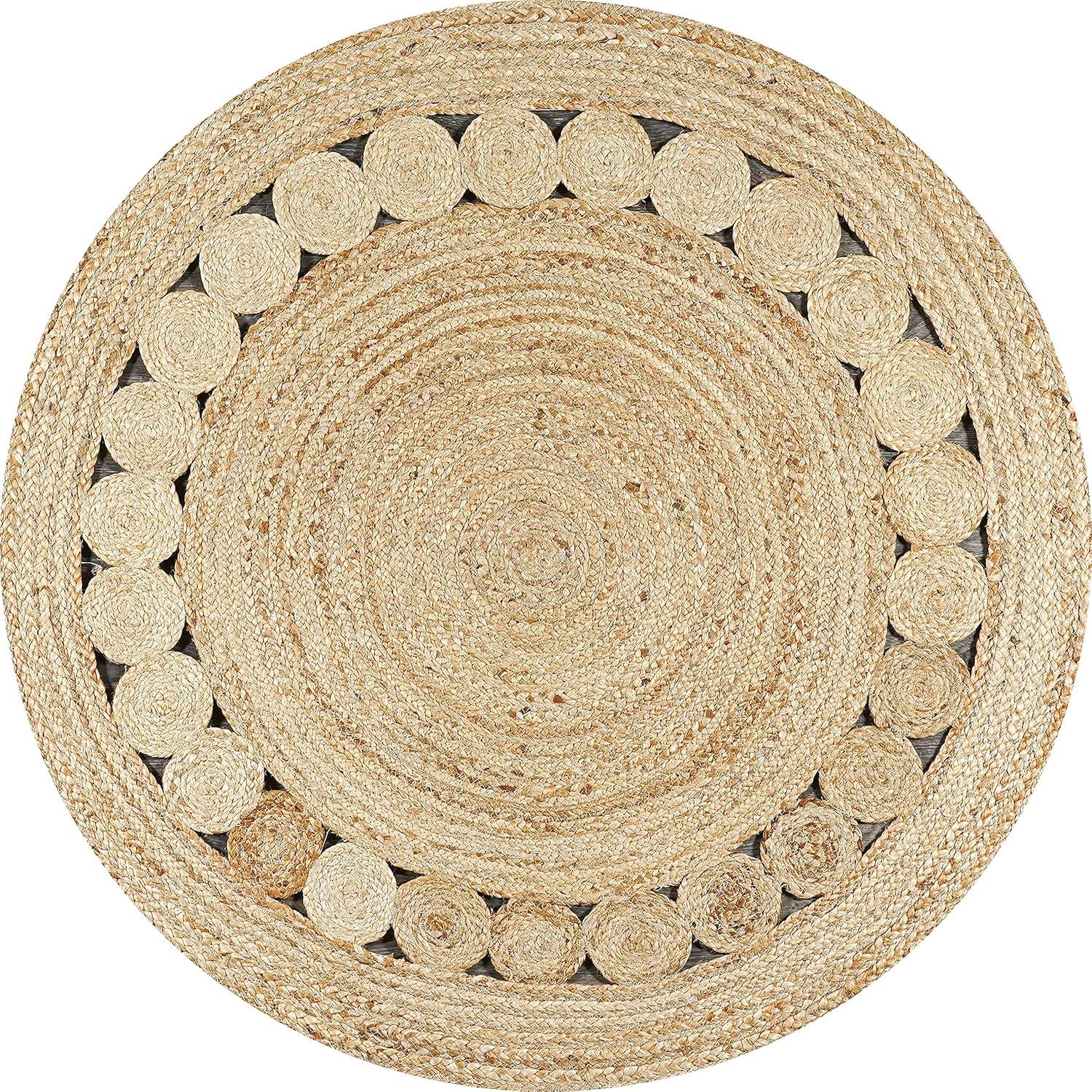 imageJONATHAN Y Dahlia Jute Boho Circle Natural 5 Round Indoor Area Rug NaturalFibers Geometric EasyCleaning for Living Room Bedroom Kitchen Pet Friendly NonShedding RNF101A5R7 Round