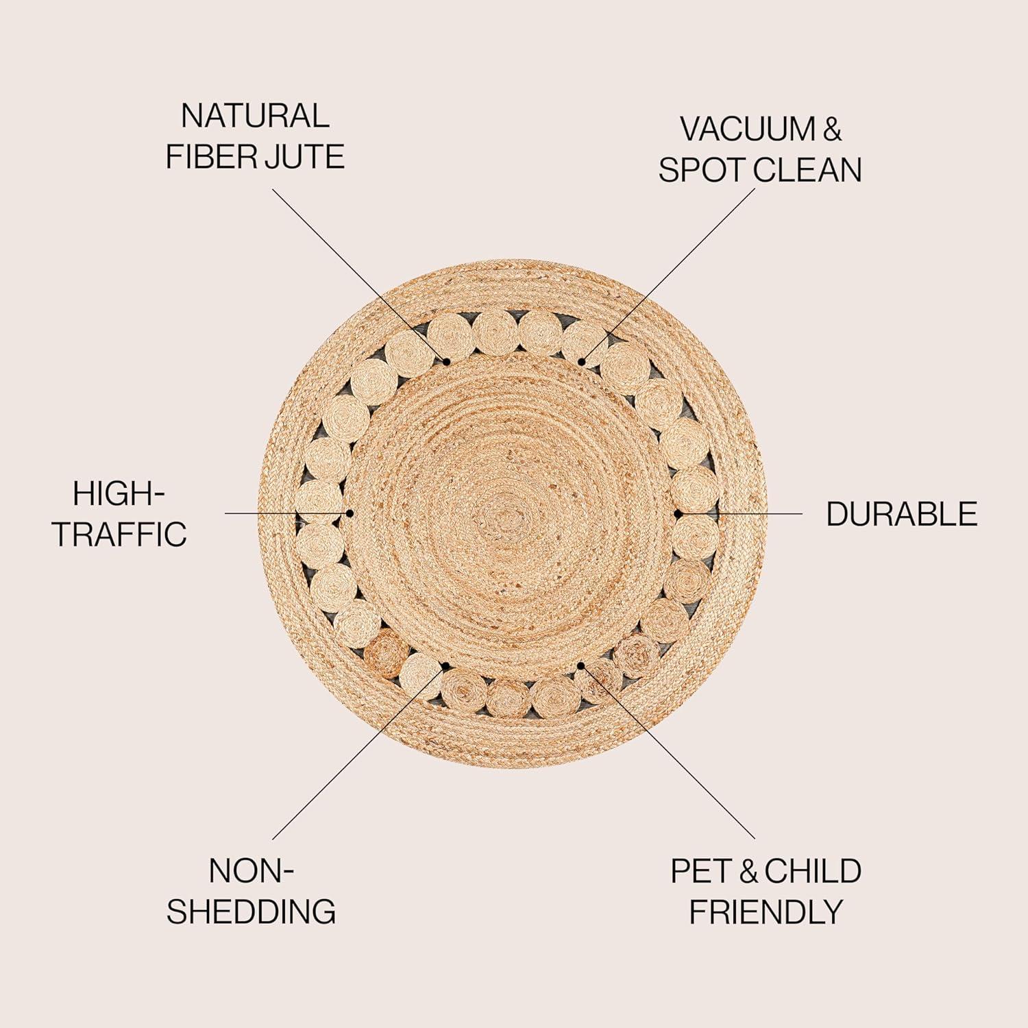 imageJONATHAN Y Dahlia Jute Boho Circle Natural 5 Round Indoor Area Rug NaturalFibers Geometric EasyCleaning for Living Room Bedroom Kitchen Pet Friendly NonShedding RNF101A5R3 Round