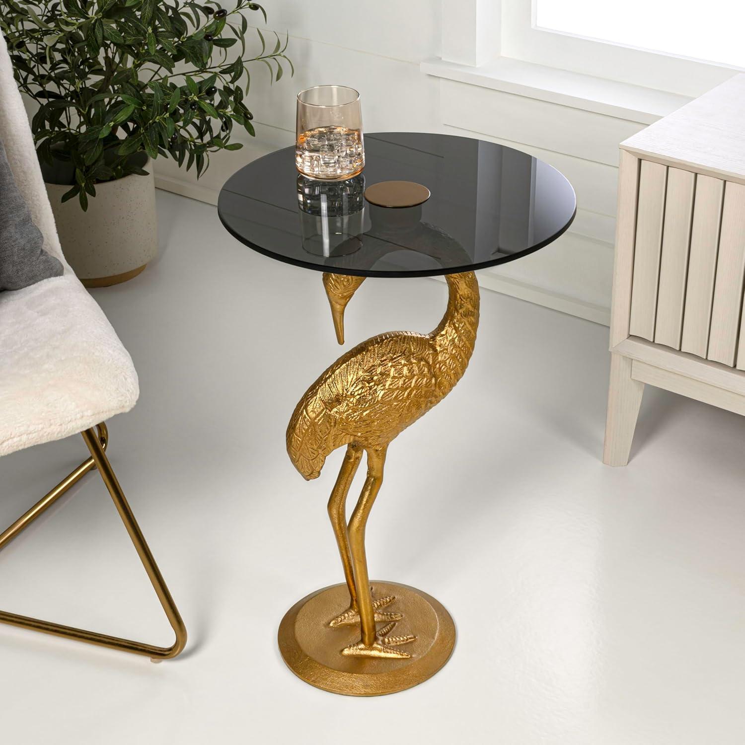 imageJONATHAN Y END1006B Blanche 25quot Classic MidCentury Glass Top Flamingo End Table for Living Room Bedroom Office Bathroom GoldGoldBlack