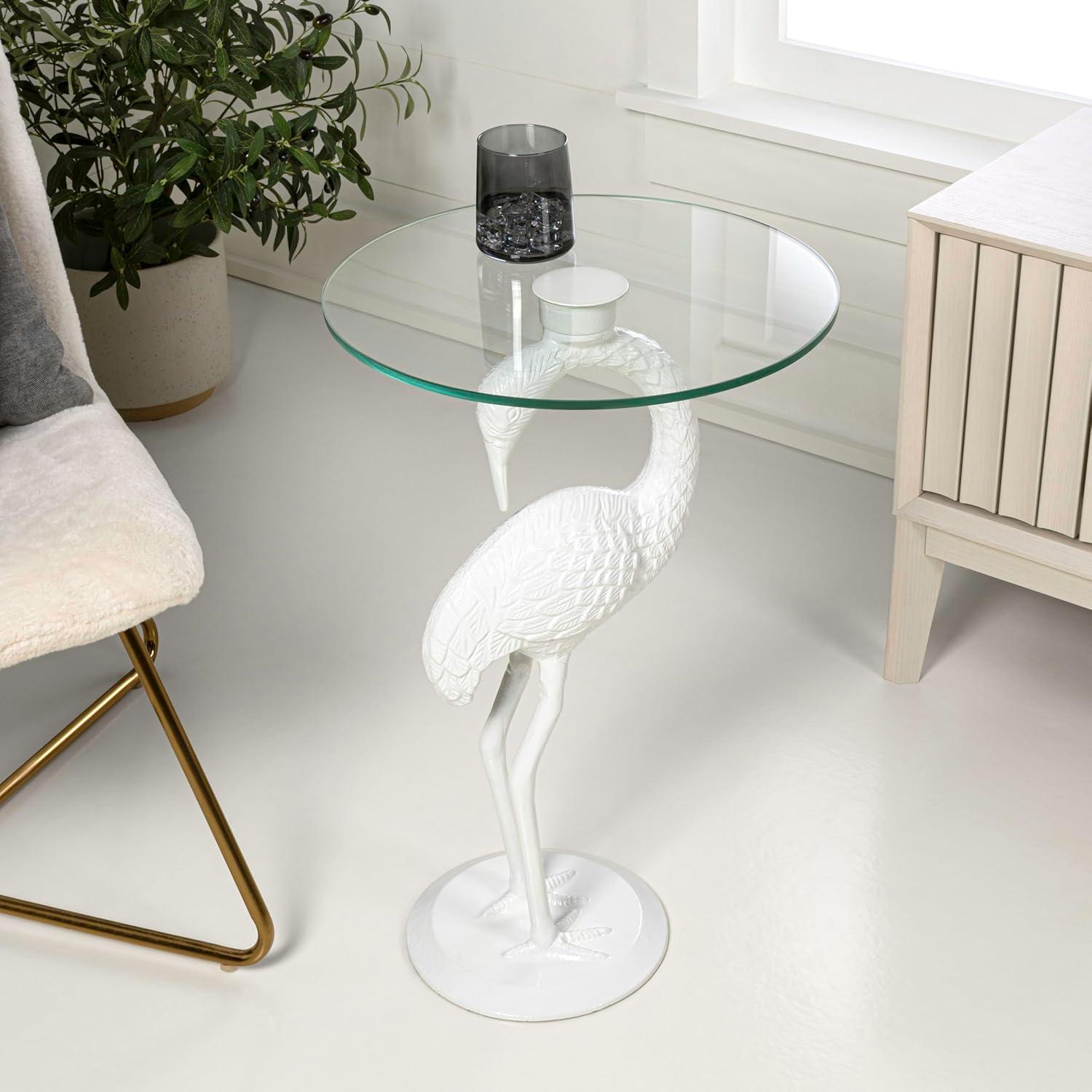 imageJONATHAN Y END1006B Blanche 25quot Classic MidCentury Glass Top Flamingo End Table for Living Room Bedroom Office Bathroom GoldWhiteClear