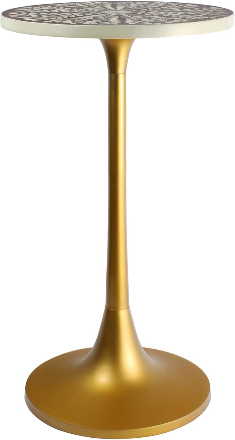 imageJONATHAN Y END1007D Nysha 25quot Modern Bohemian MetalResin Inlay Top Pedestal Drink Table and Decorative End Table for Living Room Bedroom Office Bathroom GrayWhitePurpleWhiteGold