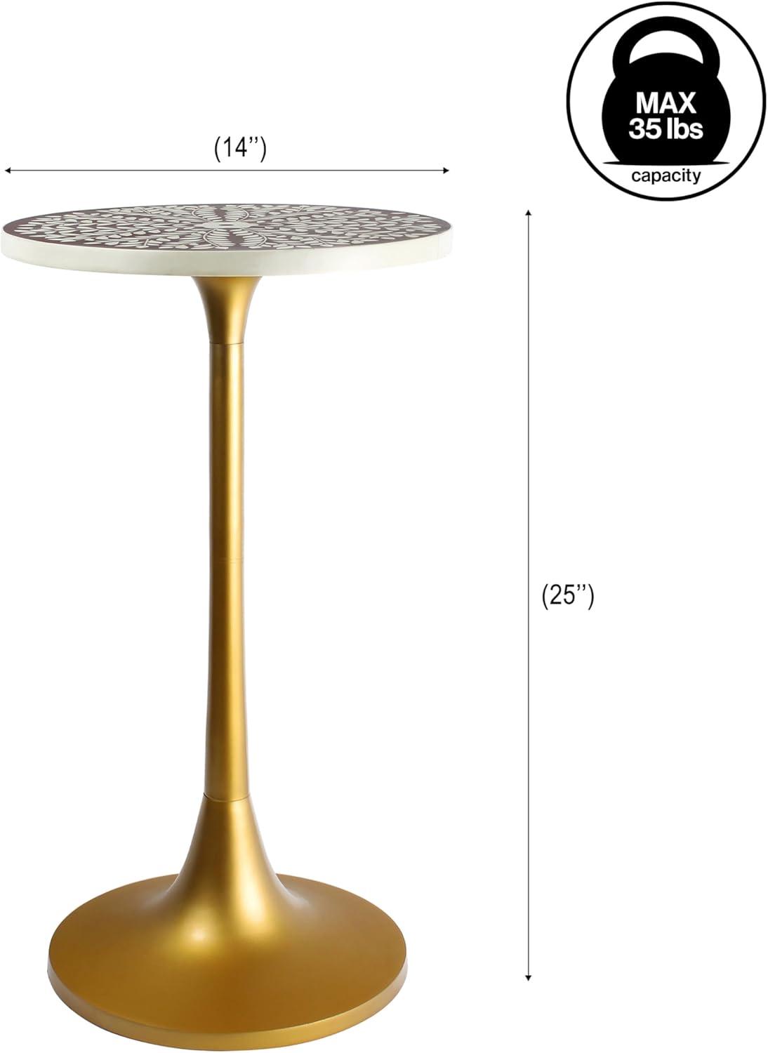 imageJONATHAN Y END1007D Nysha 25quot Modern Bohemian MetalResin Inlay Top Pedestal Drink Table and Decorative End Table for Living Room Bedroom Office Bathroom GrayWhitePurpleWhiteGold