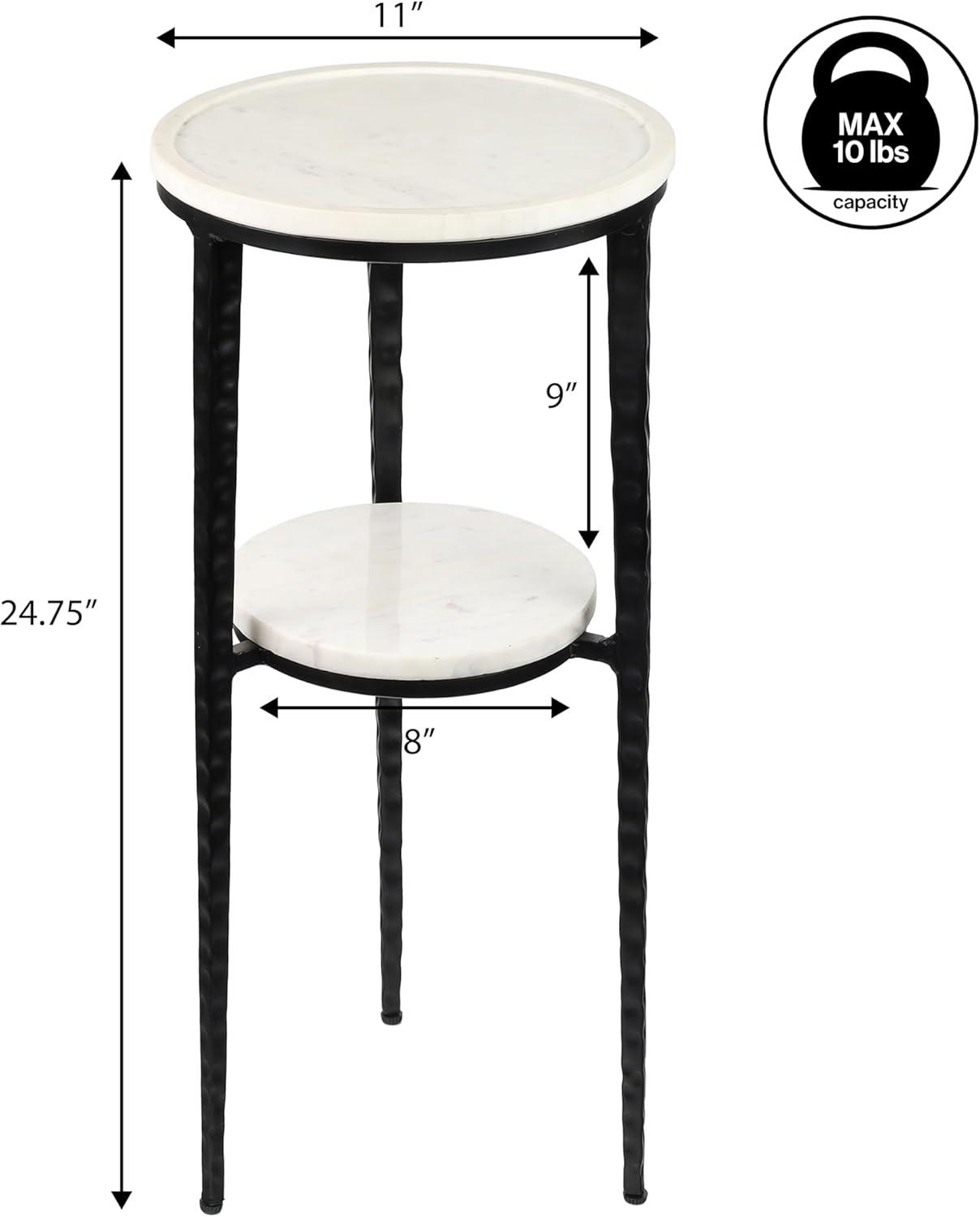 imageJONATHAN Y END3004A Seraphina 2475quot Industrial 2Tier Metal Frame Drink Table and Decorative End Table with White Marble Round Top for Living Room Bedroom Office Bathroom BlackWhiteBlackWhite