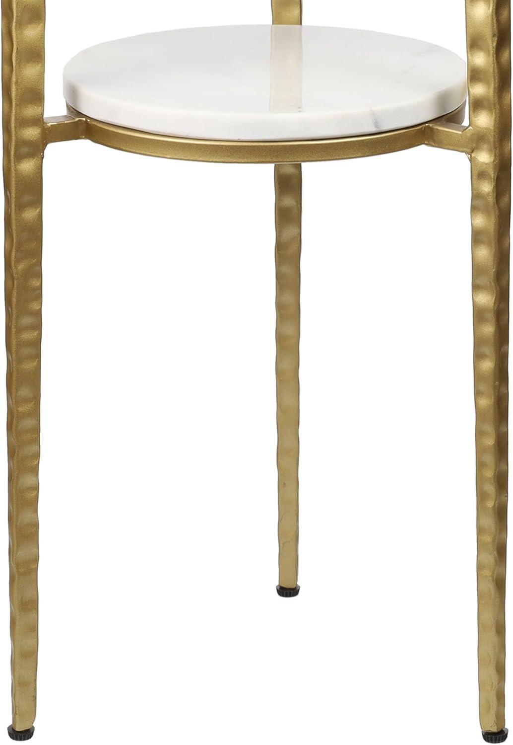 imageJONATHAN Y END3004A Seraphina 2475quot Industrial 2Tier Metal Frame Drink Table and Decorative End Table with White Marble Round Top for Living Room Bedroom Office Bathroom BlackWhiteGoldWhite