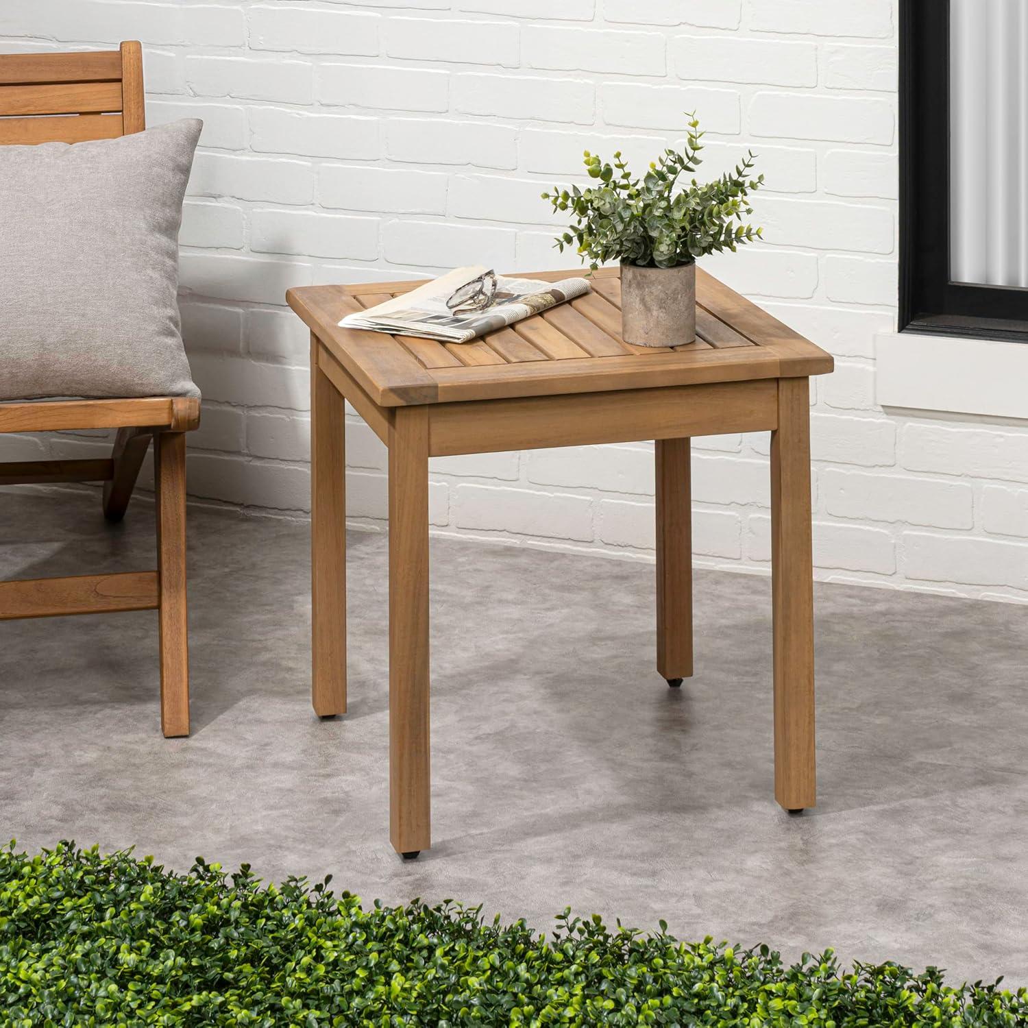 imageJONATHAN Y END6000N Archer 189quot Modern Classic Square Slatted Solid Acacia Wood IndoorOutdoor Adirondack Side Table for Patio Garden Bathroom Living Room Nautical BlueLight Teak