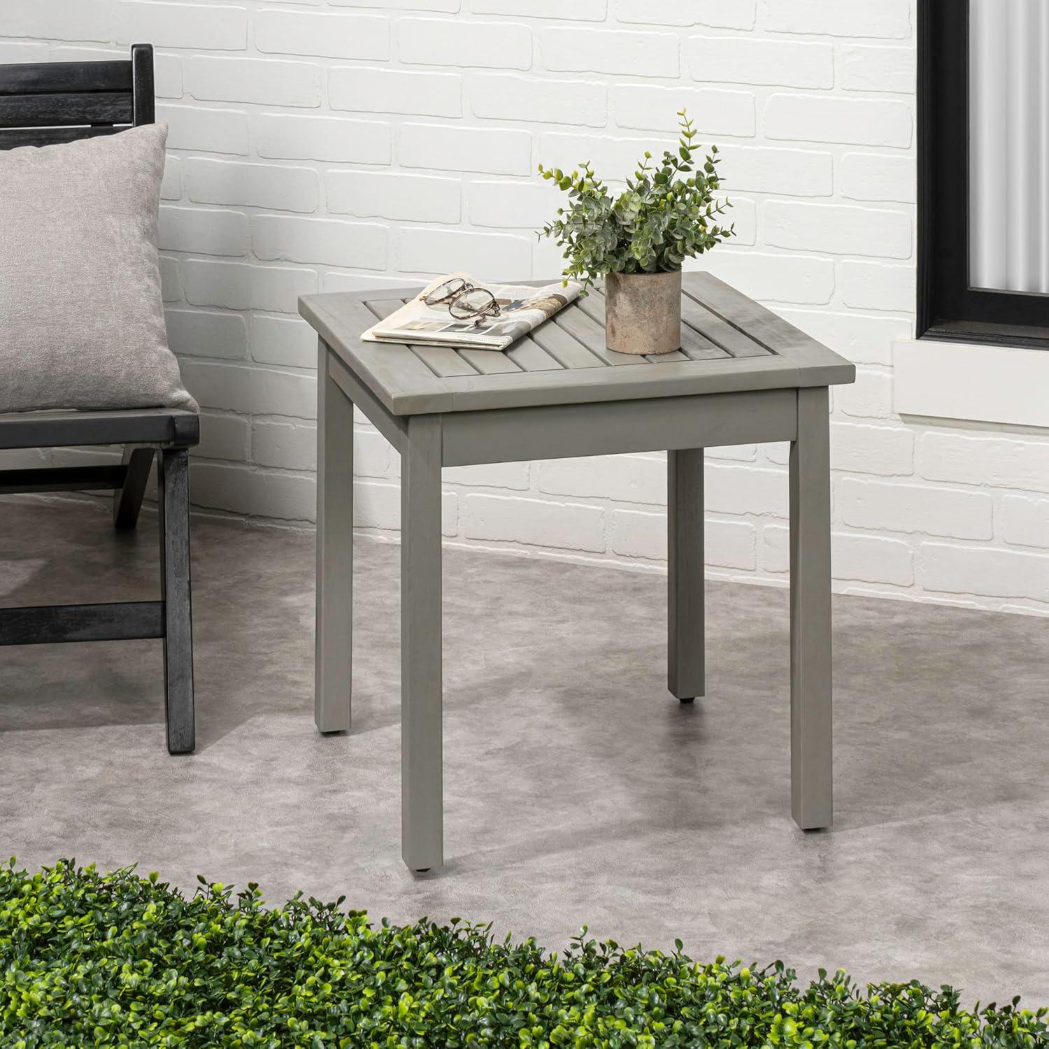 imageJONATHAN Y END6000N Archer 189quot Modern Classic Square Slatted Solid Acacia Wood IndoorOutdoor Adirondack Side Table for Patio Garden Bathroom Living Room Nautical BlueGrey