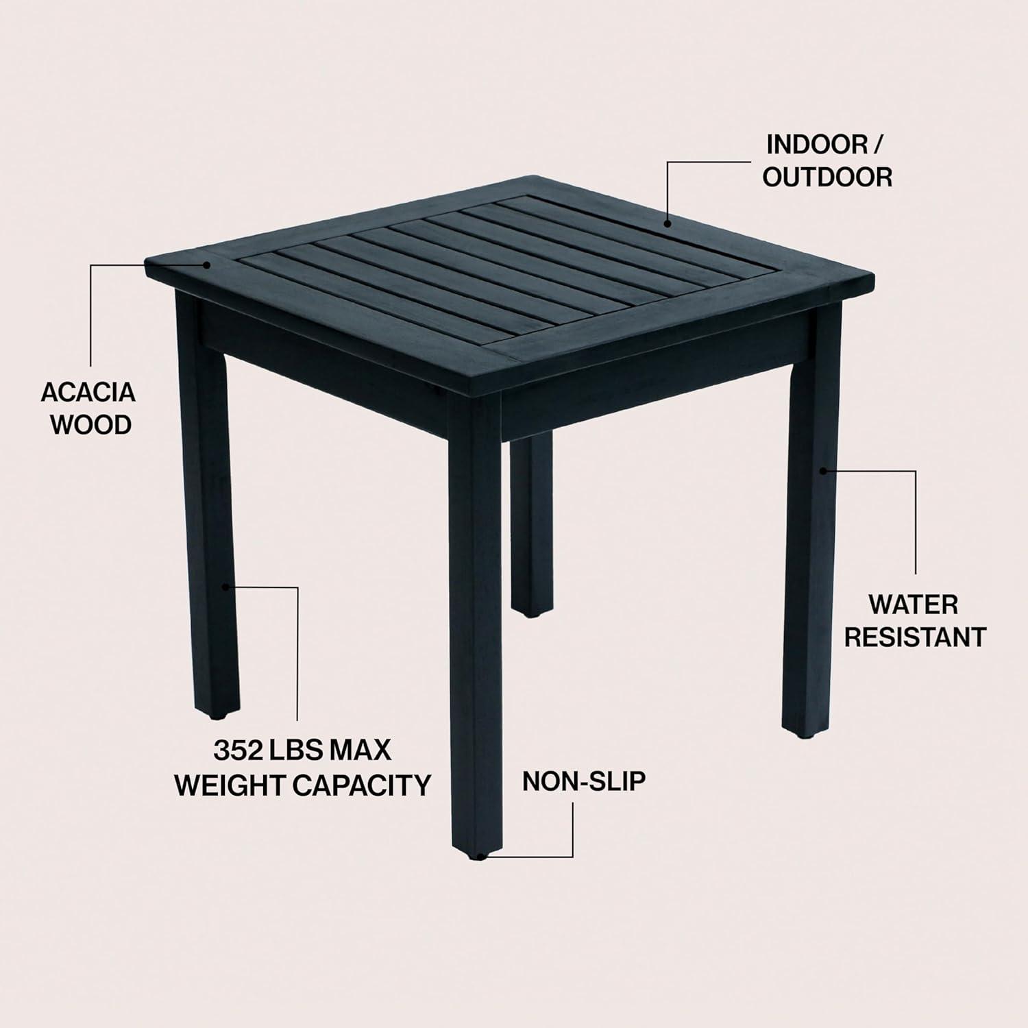imageJONATHAN Y END6000N Archer 189quot Modern Classic Square Slatted Solid Acacia Wood IndoorOutdoor Adirondack Side Table for Patio Garden Bathroom Living Room Nautical BlueBlack