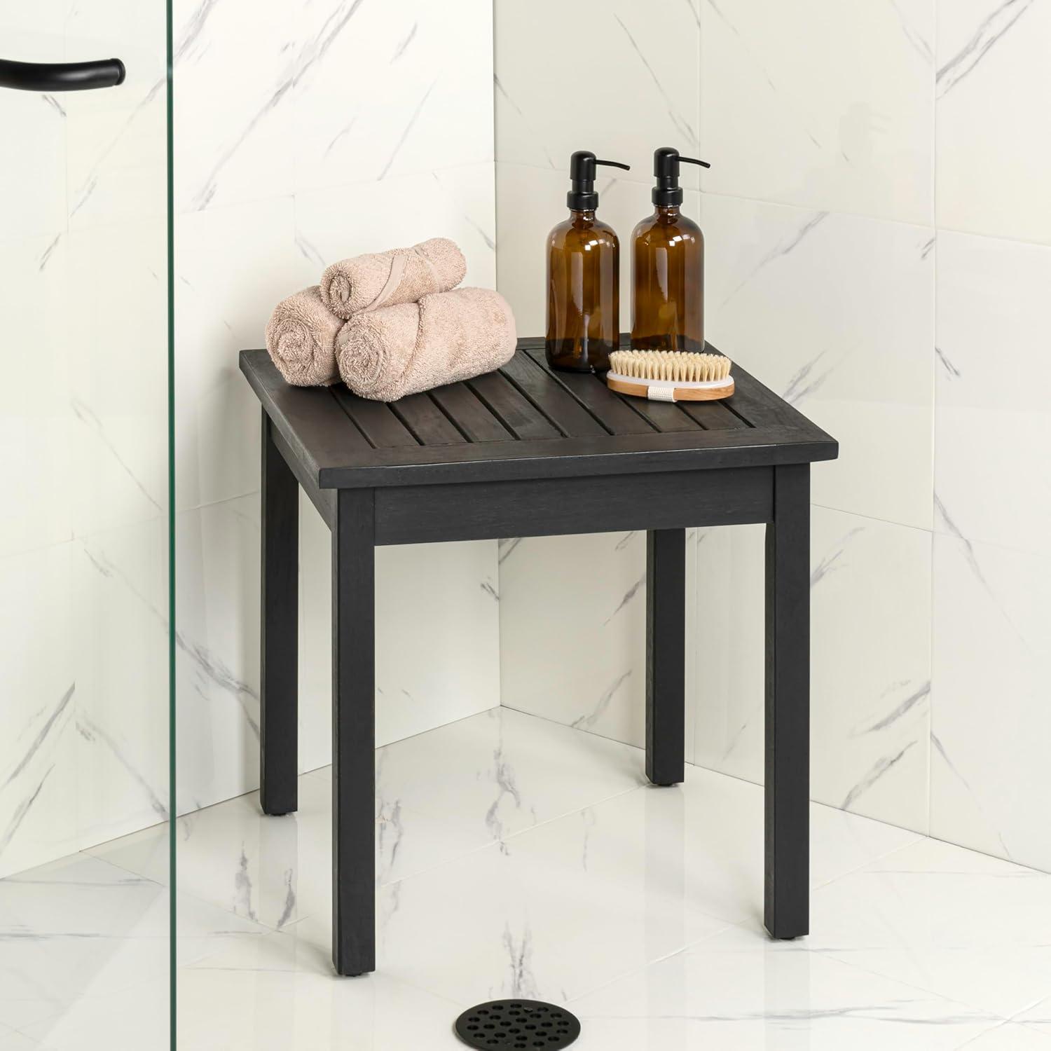 imageJONATHAN Y END6000N Archer 189quot Modern Classic Square Slatted Solid Acacia Wood IndoorOutdoor Adirondack Side Table for Patio Garden Bathroom Living Room Nautical BlueBlack