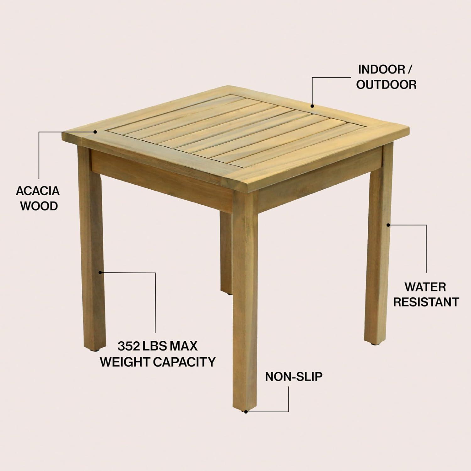 imageJONATHAN Y END6000N Archer 189quot Modern Classic Square Slatted Solid Acacia Wood IndoorOutdoor Adirondack Side Table for Patio Garden Bathroom Living Room Nautical BlueLight Teak