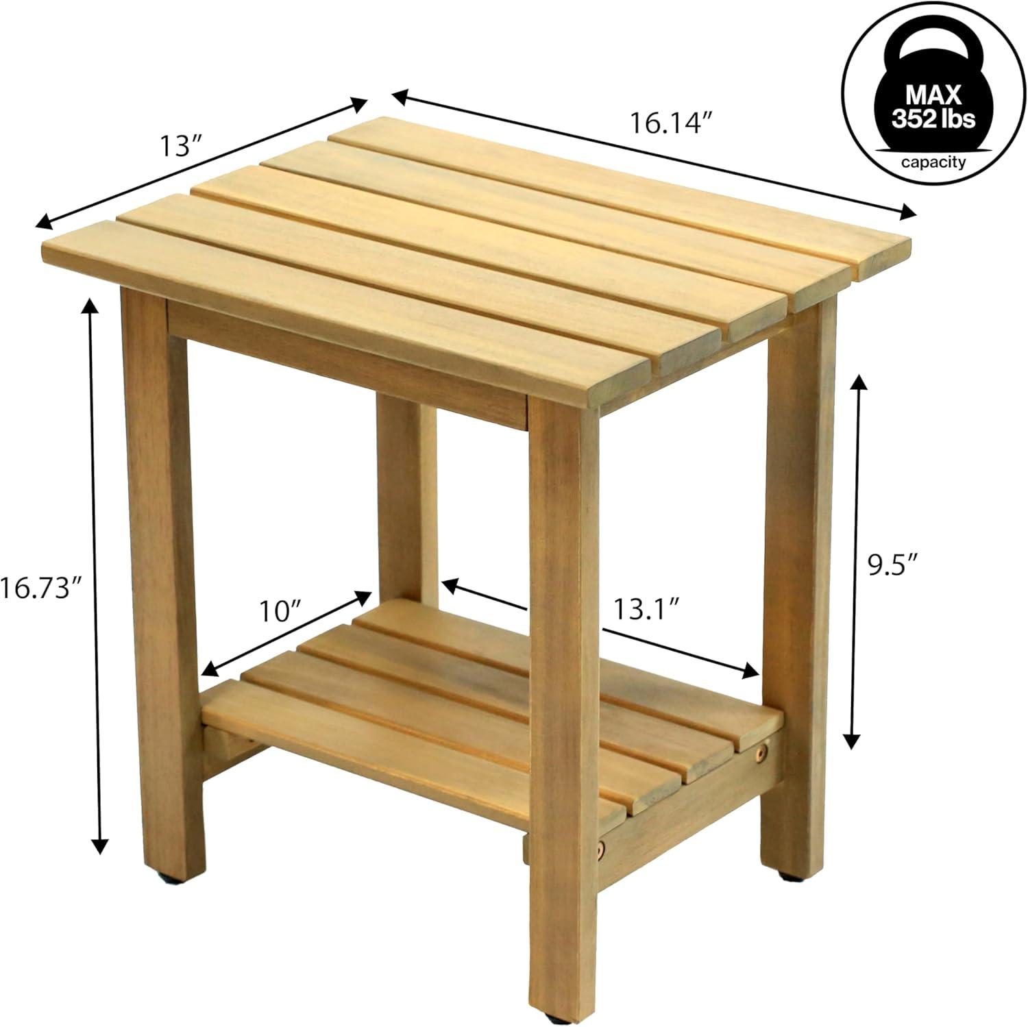 imageJONATHAN Y END6001B Kellie 161quot Cottage Classic Slatted Solid Acacia Wood IndoorOutdoor Side Table with Shelf for Patio Garden Bathroom Living Room BlackLight Teak