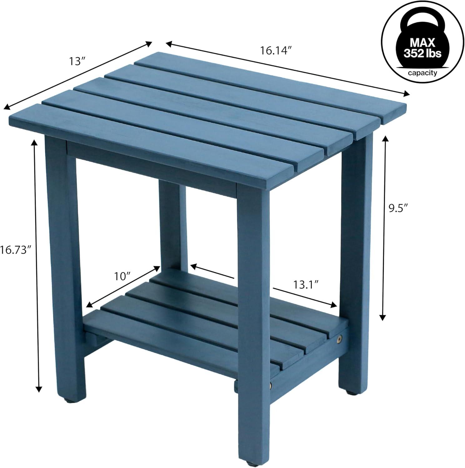 imageJONATHAN Y END6001B Kellie 161quot Cottage Classic Slatted Solid Acacia Wood IndoorOutdoor Side Table with Shelf for Patio Garden Bathroom Living Room BlackNautical Blue