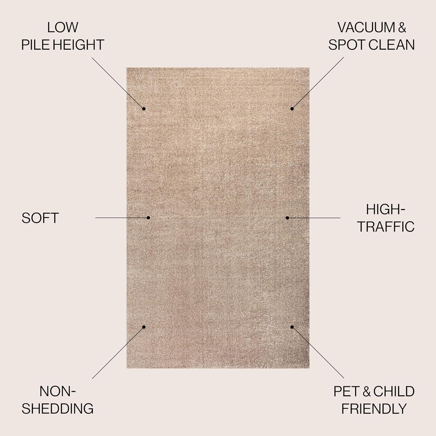 imageJONATHAN Y Haze Solid LowPile Beige 5x5 Square Indoor Area Rug CoastalBohemianMinimalistClassic EasyCleaning for Living RoomBedroomKitchenPet FriendlyNonShedding SEU100G5SQ