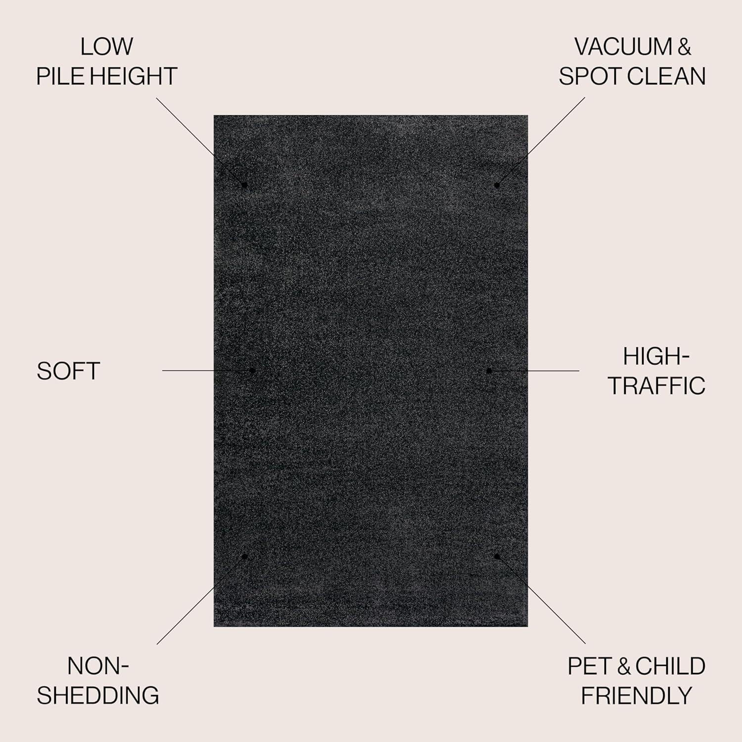 imageJONATHAN Y Haze Solid LowPile Black 5x5 Square Indoor Area Rug CoastalBohemianMinimalistClassic EasyCleaning for Living RoomBedroomKitchenPet FriendlyNonShedding SEU100I5SQ