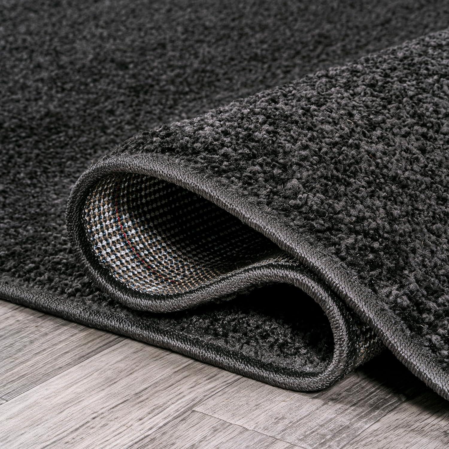 imageJONATHAN Y Haze Solid LowPile Black 5x5 Square Indoor Area Rug CoastalBohemianMinimalistClassic EasyCleaning for Living RoomBedroomKitchenPet FriendlyNonShedding SEU100I5SQ