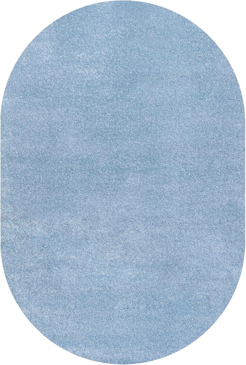 imageJONATHAN Y Haze Solid LowPile Classic Blue 3x5 Oval Indoor Area Rug CoastalBohemianMinimalistClassic EasyCleaning for Living RoomBedroomKitchenPet FriendlyNonShedding SEU100F3OV