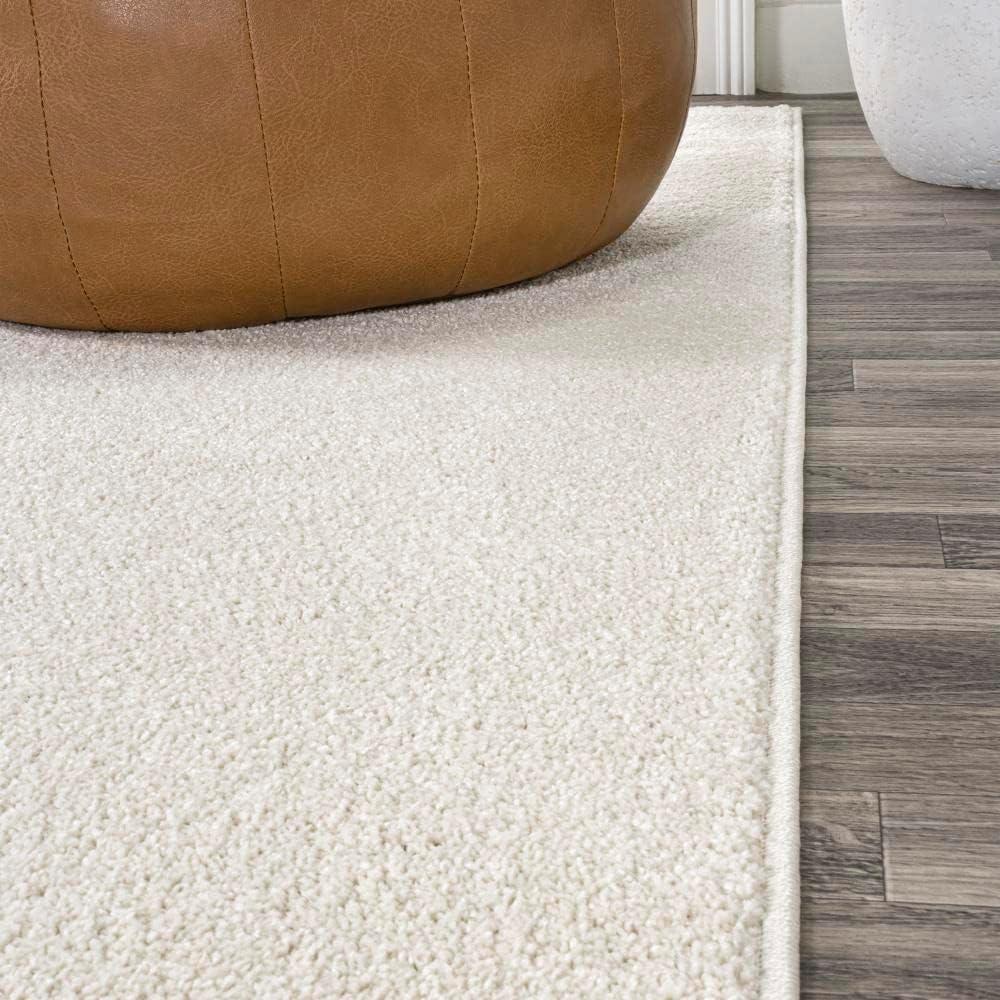 imageJONATHAN Y Haze Solid LowPile Cream 5 Round Indoor Area Rug CoastalBohemianMinimalistClassic EasyCleaning for Living RoomBedroomKitchenPet FriendlyNonShedding SEU100T5R