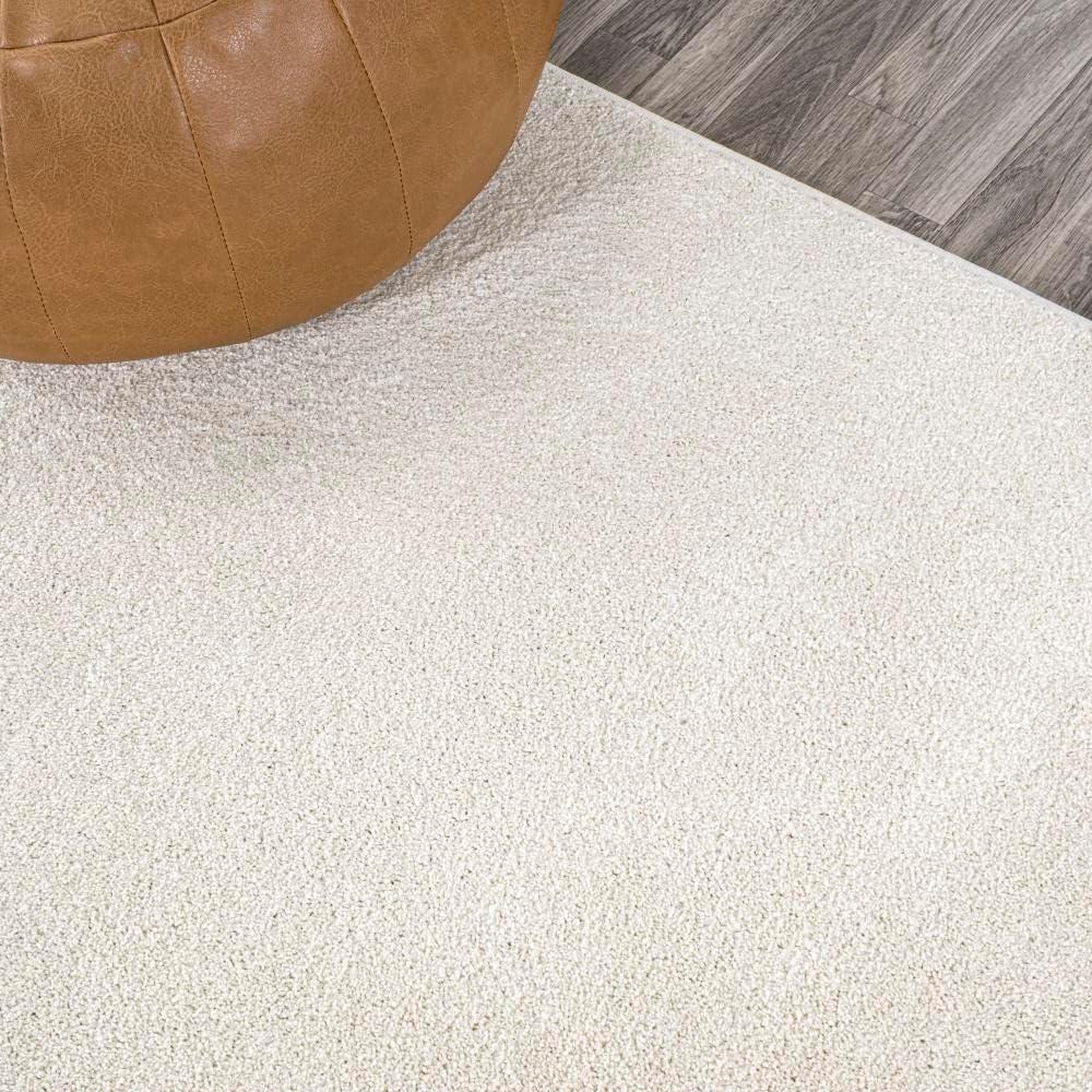 imageJONATHAN Y Haze Solid LowPile Cream 5 Round Indoor Area Rug CoastalBohemianMinimalistClassic EasyCleaning for Living RoomBedroomKitchenPet FriendlyNonShedding SEU100T5R