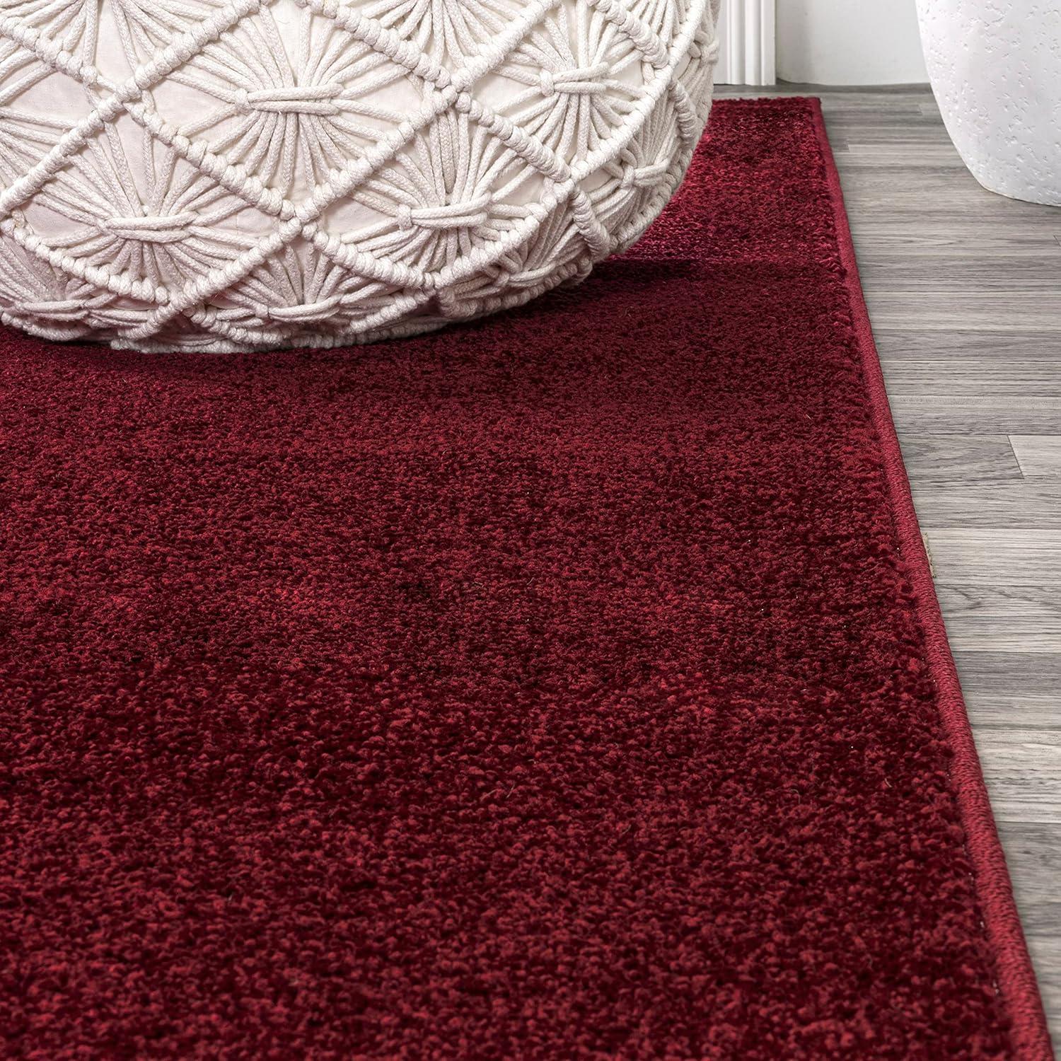 imageJONATHAN Y Haze Solid LowPile Dark Red 3x5 Oval Indoor Area Rug CoastalBohemianMinimalistClassic EasyCleaning for Living RoomBedroomKitchenPet FriendlyNonShedding SEU100Q3OV