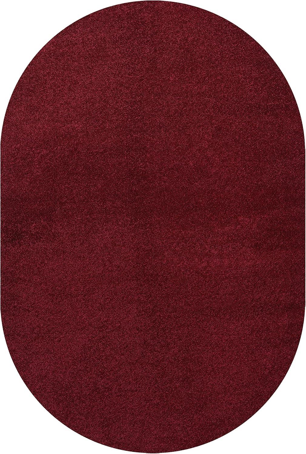 imageJONATHAN Y Haze Solid LowPile Dark Red 3x5 Oval Indoor Area Rug CoastalBohemianMinimalistClassic EasyCleaning for Living RoomBedroomKitchenPet FriendlyNonShedding SEU100Q3OV