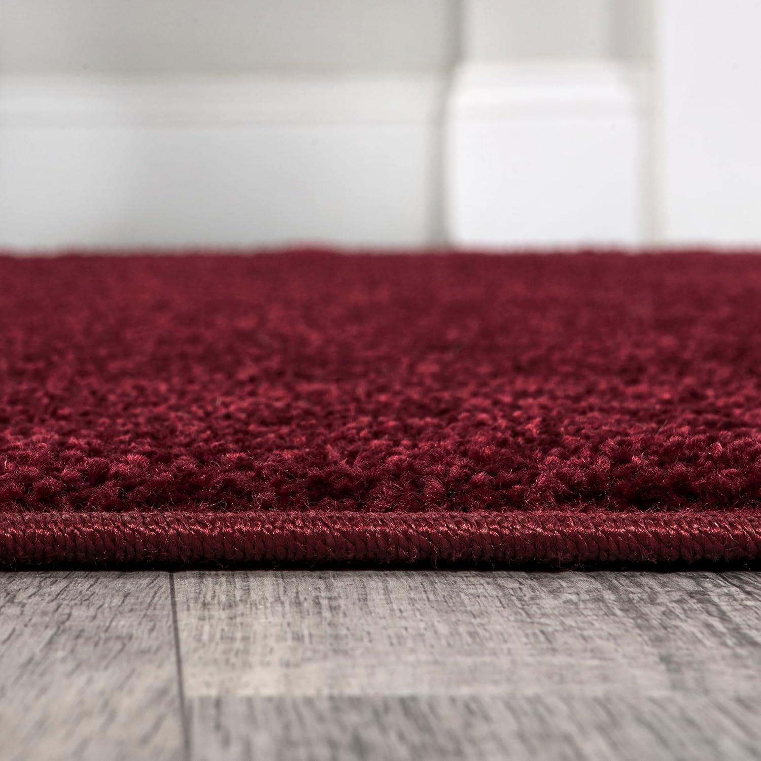 imageJONATHAN Y Haze Solid LowPile Dark Red 3x5 Oval Indoor Area Rug CoastalBohemianMinimalistClassic EasyCleaning for Living RoomBedroomKitchenPet FriendlyNonShedding SEU100Q3OV
