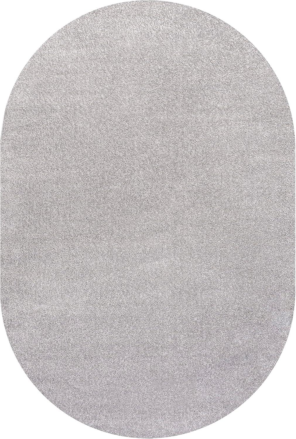 imageJONATHAN Y Haze Solid LowPile Light Gray 3x5 Oval Indoor Area Rug CoastalBohemianMinimalistClassic EasyCleaning for Living RoomBedroomKitchenPet FriendlyNonShedding SEU100K3OV