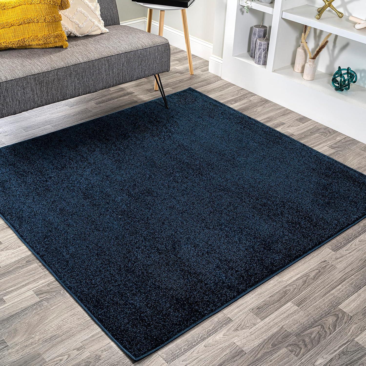 imageJONATHAN Y Haze Solid LowPile Navy 5x5 Square Indoor Area Rug CoastalBohemianMinimalistClassic EasyCleaning for Living RoomBedroomKitchenPet FriendlyNonShedding SEU100C5SQ