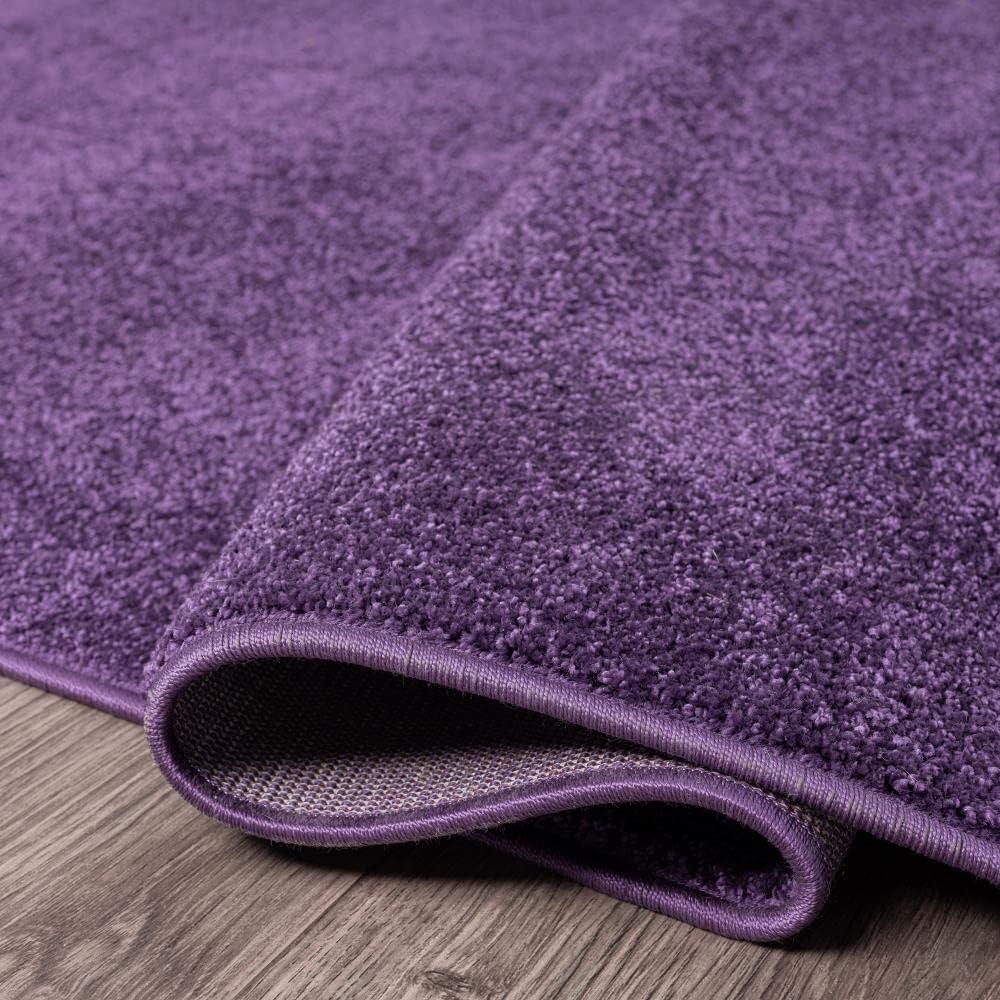 imageJONATHAN Y Haze Solid LowPile Purple 5 Round Indoor Area Rug CoastalBohemianMinimalistClassic EasyCleaning for Living RoomBedroomKitchenPet FriendlyNonShedding SEU100N5R