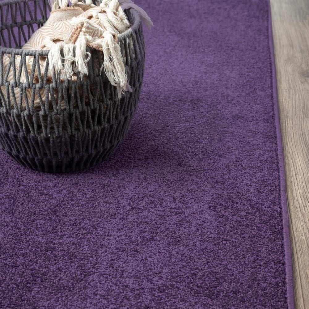 imageJONATHAN Y Haze Solid LowPile Purple 5 Round Indoor Area Rug CoastalBohemianMinimalistClassic EasyCleaning for Living RoomBedroomKitchenPet FriendlyNonShedding SEU100N5R