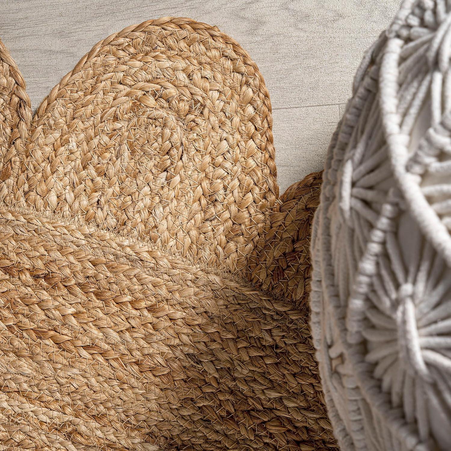 imageJONATHAN Y Petal Jute Scalloped Circle Natural 5 Round Indoor Area Rug Cottage Bohemian EasyCleaning for Living Room Bedroom Kitchen Pet Friendly NonShedding RNF112A5R51 Round