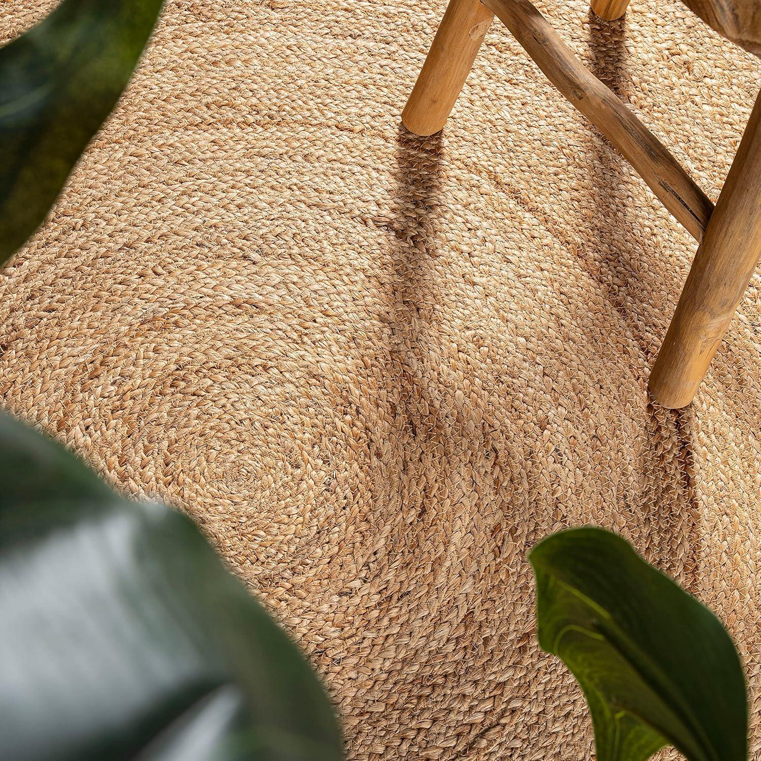 imageJONATHAN Y Petal Jute Scalloped Circle Natural 5 Round Indoor Area Rug Cottage Bohemian EasyCleaning for Living Room Bedroom Kitchen Pet Friendly NonShedding RNF112A5R41 Round
