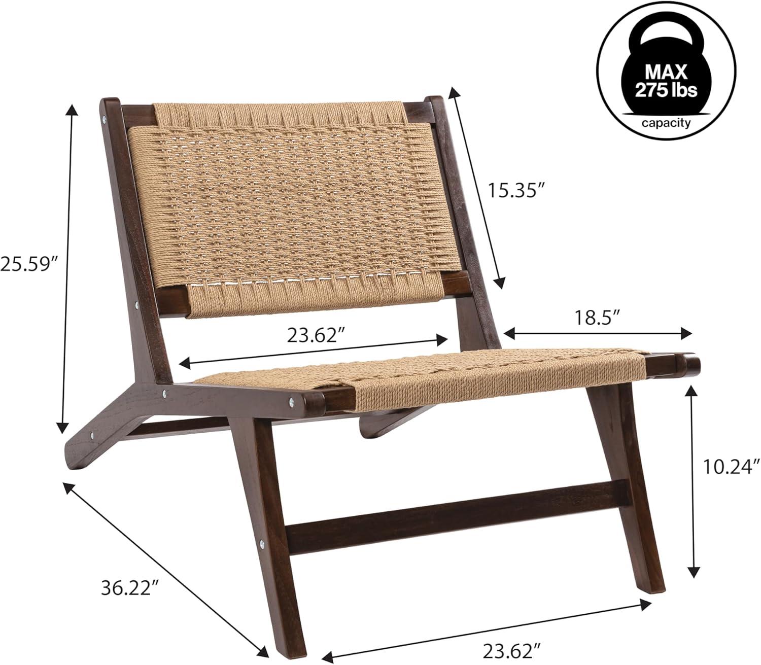 imageJONATHAN Y RLX1000B Parker MidCentury Modern Woven Seagrass Wood Armless Indoor Lounge Chair Contemporary Bohemian Coastal Transitional Rustic Dark BrownDark Brown