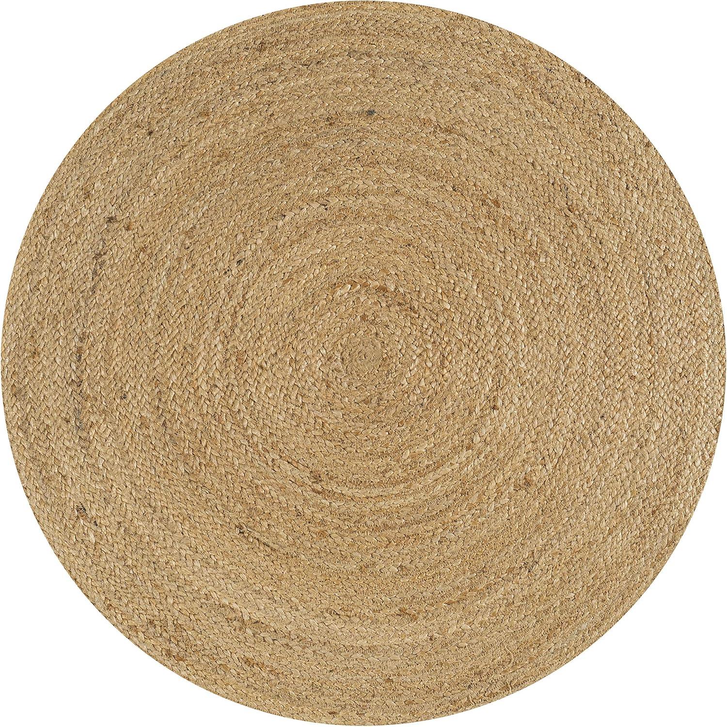 imageJONATHAN Y Soleil Jute Braided Circle Natural 5 Round Indoor Area Rug NaturalFibers Geometric EasyCleaning for Living Room Bedroom Kitchen Pet Friendly NonShedding RNF103A5R5 Round