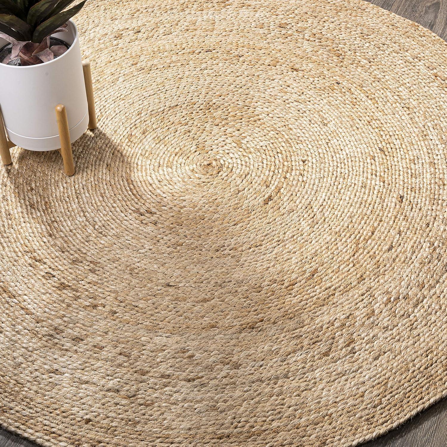 imageJONATHAN Y Soleil Jute Braided Circle Natural 5 Round Indoor Area Rug NaturalFibers Geometric EasyCleaning for Living Room Bedroom Kitchen Pet Friendly NonShedding RNF103A5R7 Round