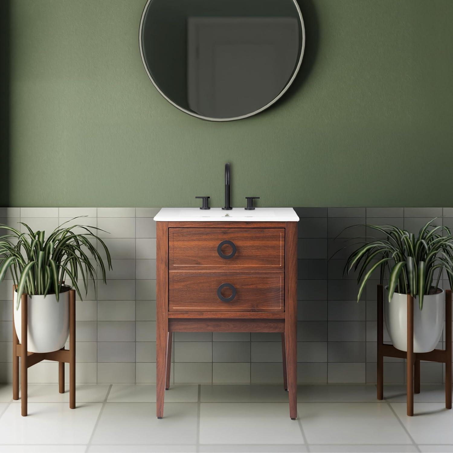 imageJONATHAN Y VAN2001B Corbin 24 in W x 18 in D x 33 in H Modern Classic 1Drawer Bath Vanity Base Only Sink Basin Not Included WalnutWalnut