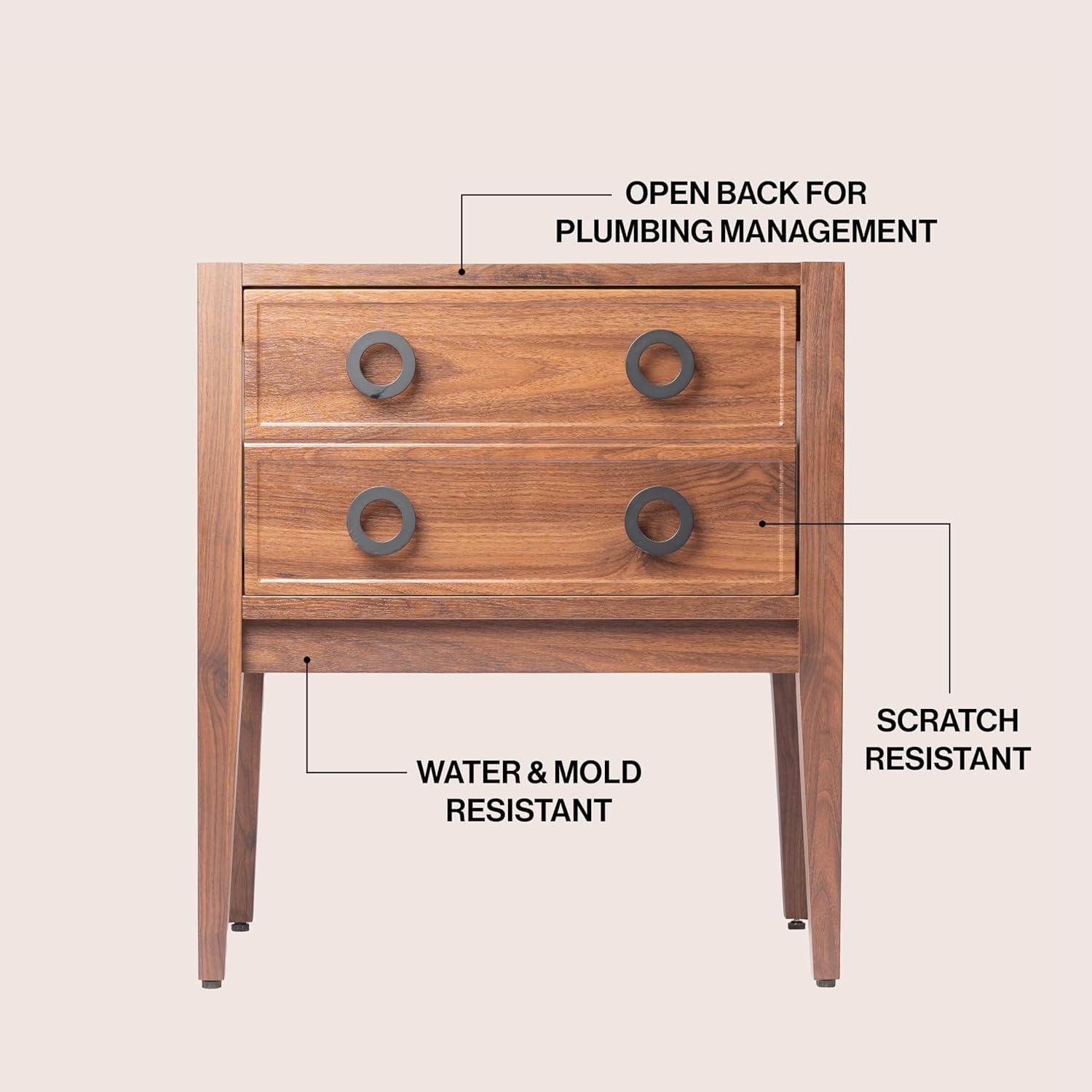 imageJONATHAN Y VAN2001B Corbin 24 in W x 18 in D x 33 in H Modern Classic 1Drawer Bath Vanity Base Only Sink Basin Not Included WalnutWalnut