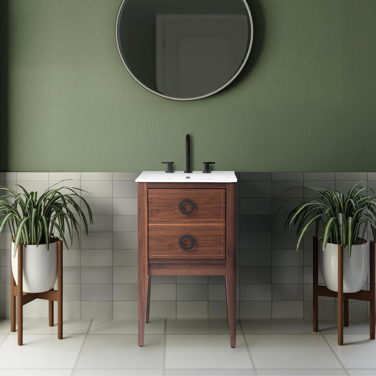imageJONATHAN Y VAN2001B Corbin 24 in W x 18 in D x 33 in H Modern Classic 1Drawer Bath Vanity Base Only Sink Basin Not Included WalnutWalnut