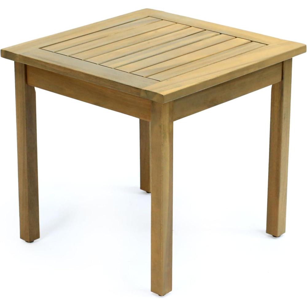 imageJONATHAN Y END6000N Archer 189quot Modern Classic Square Slatted Solid Acacia Wood IndoorOutdoor Adirondack Side Table for Patio Garden Bathroom Living Room Nautical BlueLight Teak