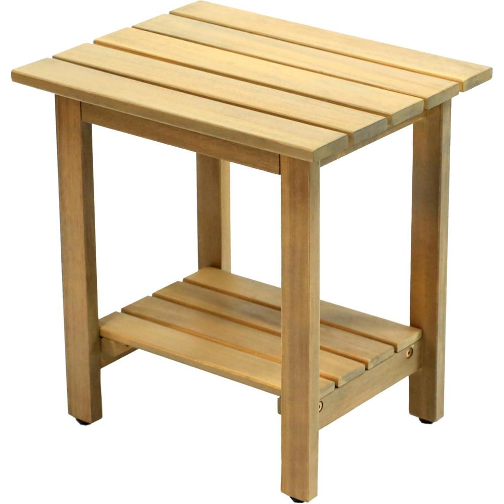 imageJONATHAN Y END6001B Kellie 161quot Cottage Classic Slatted Solid Acacia Wood IndoorOutdoor Side Table with Shelf for Patio Garden Bathroom Living Room BlackLight Teak