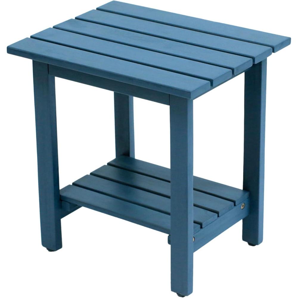imageJONATHAN Y END6001B Kellie 161quot Cottage Classic Slatted Solid Acacia Wood IndoorOutdoor Side Table with Shelf for Patio Garden Bathroom Living Room BlackNautical Blue