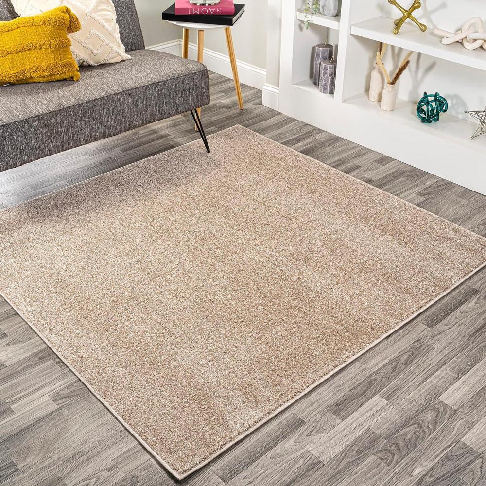 imageJONATHAN Y Haze Solid LowPile Beige 5x5 Square Indoor Area Rug CoastalBohemianMinimalistClassic EasyCleaning for Living RoomBedroomKitchenPet FriendlyNonShedding SEU100G5SQ