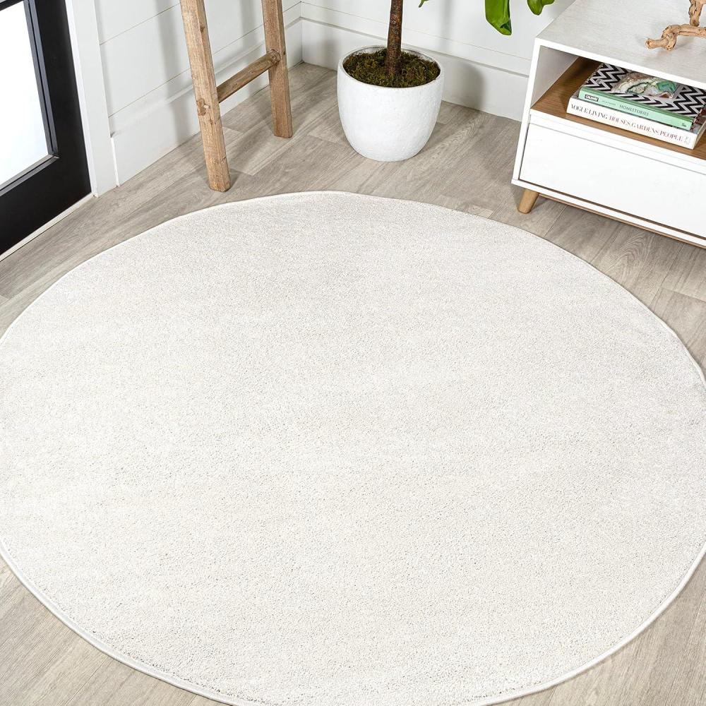imageJONATHAN Y Haze Solid LowPile Cream 5 Round Indoor Area Rug CoastalBohemianMinimalistClassic EasyCleaning for Living RoomBedroomKitchenPet FriendlyNonShedding SEU100T5R