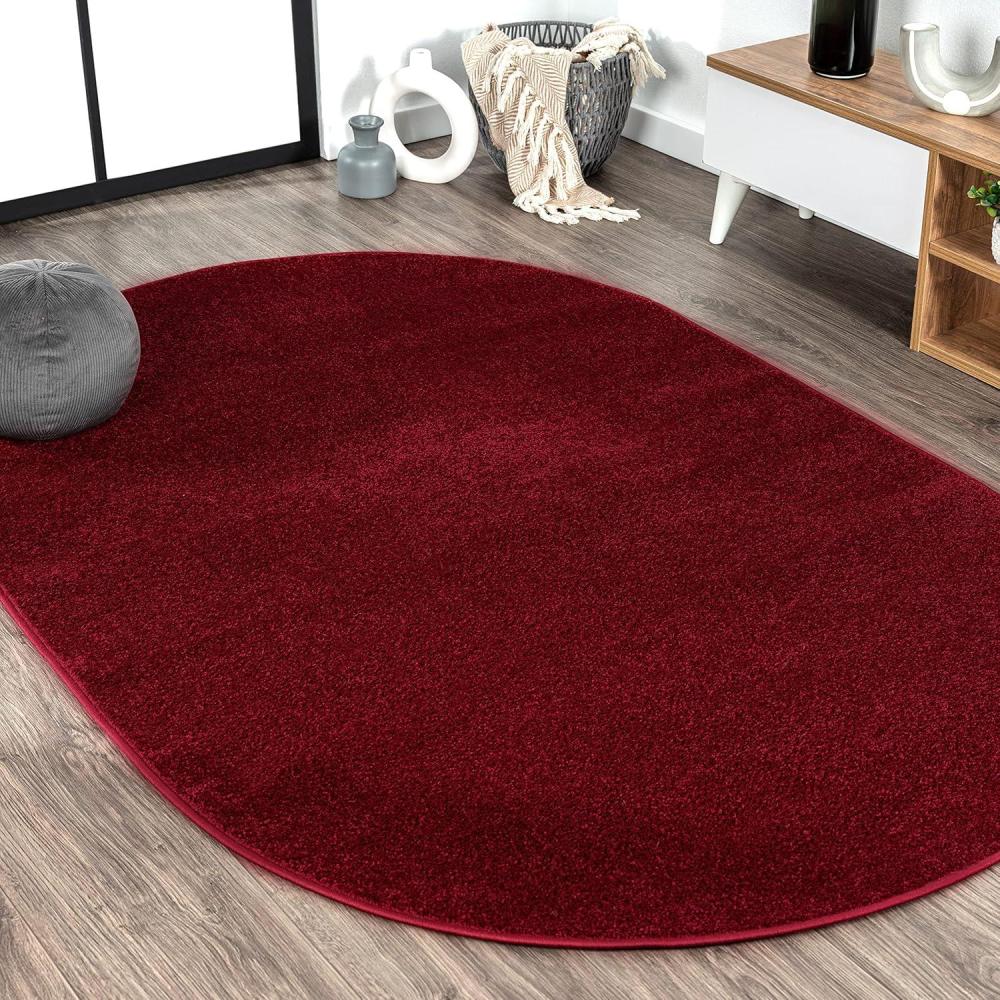 imageJONATHAN Y Haze Solid LowPile Dark Red 3x5 Oval Indoor Area Rug CoastalBohemianMinimalistClassic EasyCleaning for Living RoomBedroomKitchenPet FriendlyNonShedding SEU100Q3OV