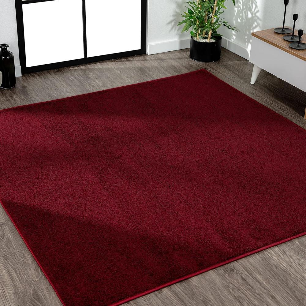 imageJONATHAN Y Haze Solid LowPile Dark Red 5x5 Square Indoor Area Rug CoastalBohemianMinimalistClassic EasyCleaning for Living RoomBedroomKitchenPet FriendlyNonShedding SEU100Q5SQ