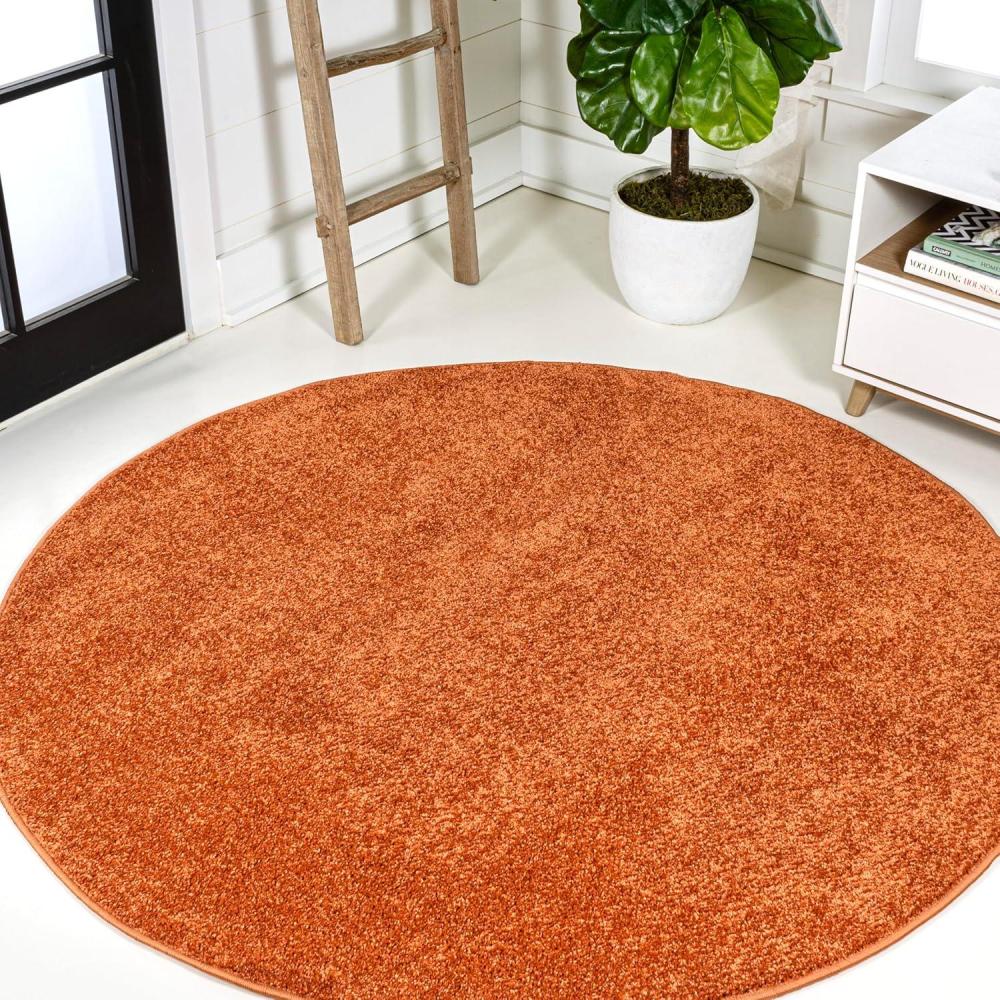 imageJONATHAN Y Haze Solid LowPile Orange 5 Round Indoor Area Rug CoastalBohemianMinimalistClassic EasyCleaning for Living RoomBedroomKitchenPet FriendlyNonShedding SEU100M5R