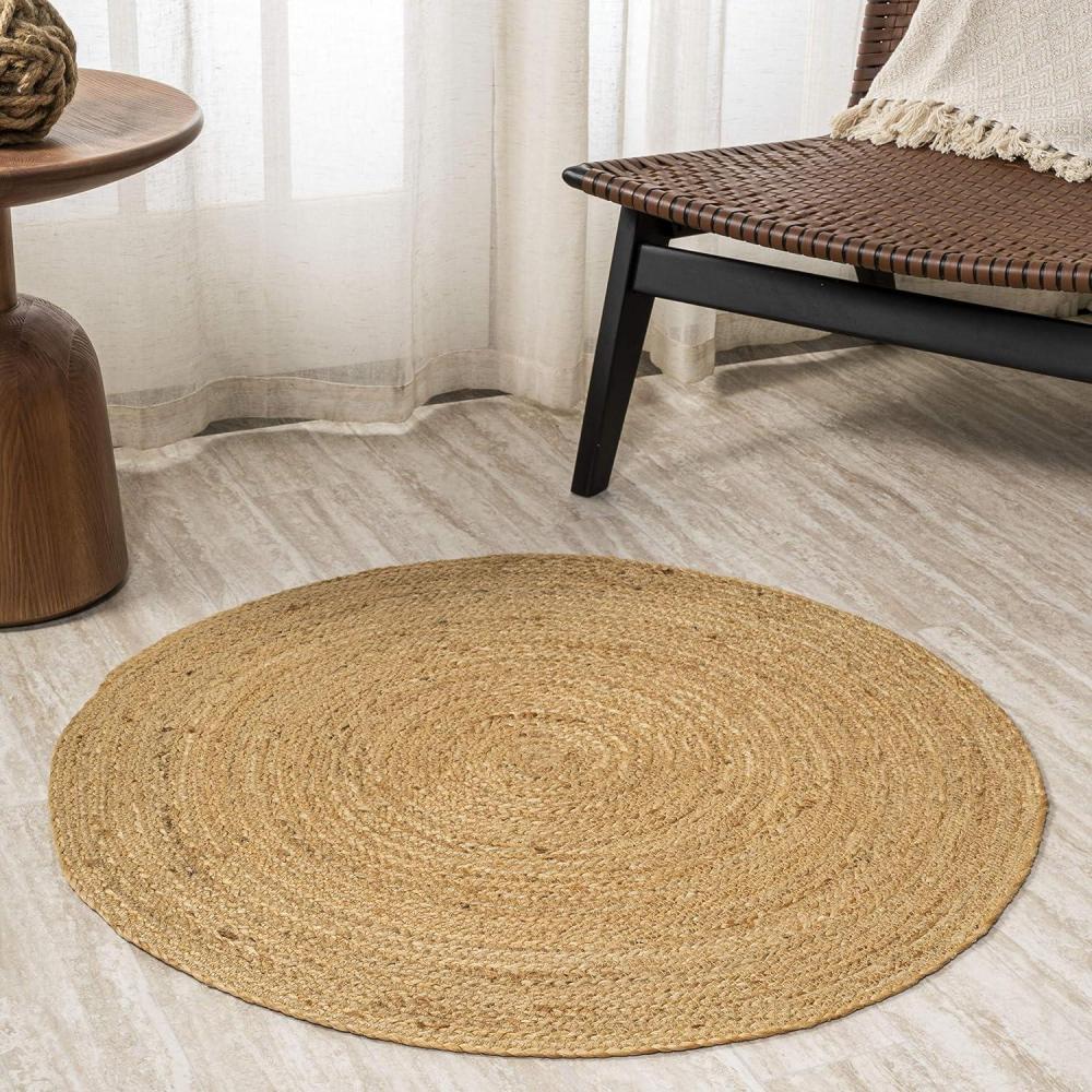 imageJONATHAN Y Soleil Jute Braided Circle Natural 5 Round Indoor Area Rug NaturalFibers Geometric EasyCleaning for Living Room Bedroom Kitchen Pet Friendly NonShedding RNF103A5R8 Round