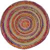 JONATHAN Y Braided Rag Jute Multi/Natural 5′ Round Indoor Area Rug, Isla Boho, Natural Fibers, Geometric, Easy-Cleaning for Living Room, Bedroom, Kitchen, Pet Friendly, Non-Shedding (RNF105A-5R)(4′ (Round))