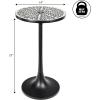 JONATHAN Y END1007D Nysha 25″ Modern Bohemian Metal/Resin Inlay Top Pedestal Drink Table and Decorative End Table for Living Room, Bedroom, Office, Bathroom, Gray/White(Black/White)