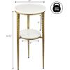 JONATHAN Y END3004A Seraphina 24.75″ Industrial 2-Tier Metal Frame Drink Table and Decorative End Table with White Marble Round Top for Living Room, Bedroom, Office, Bathroom, Black/White(Gold/White)